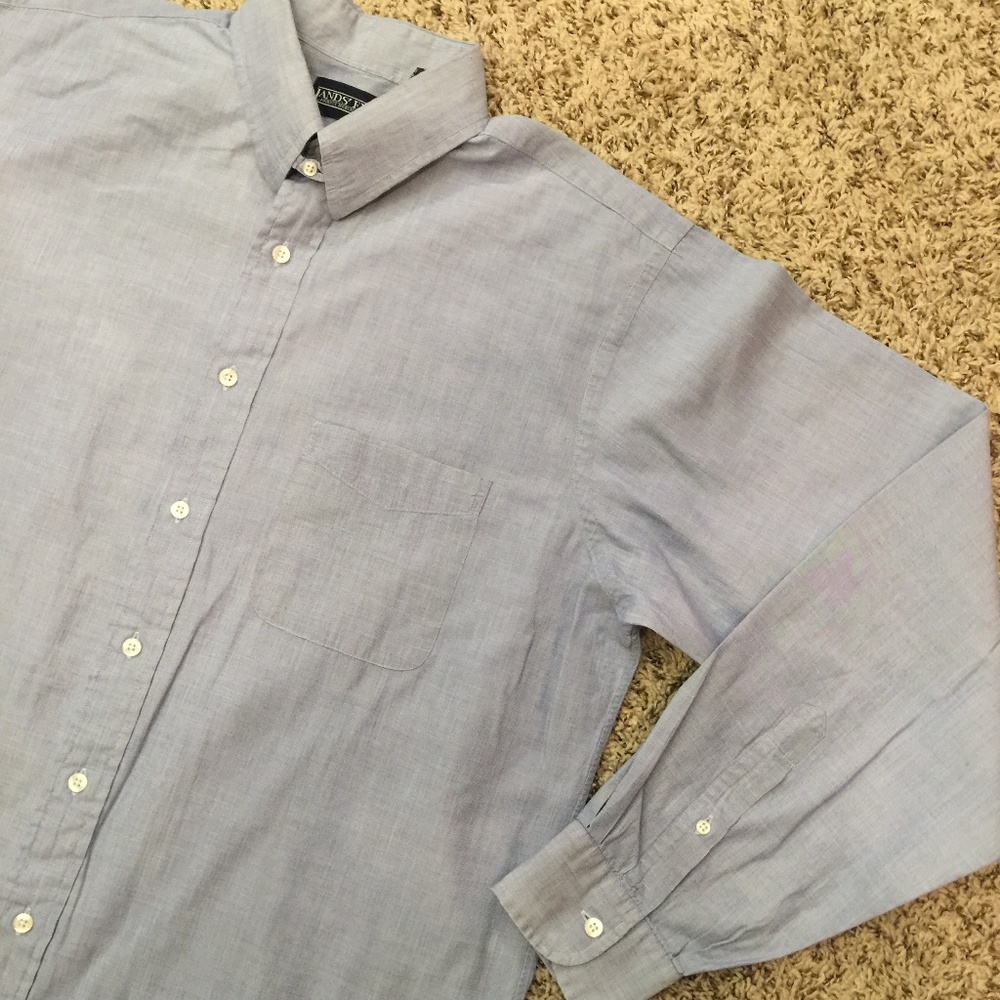 Lands' End Chambray Dress Shirt Mens Tall 16-36